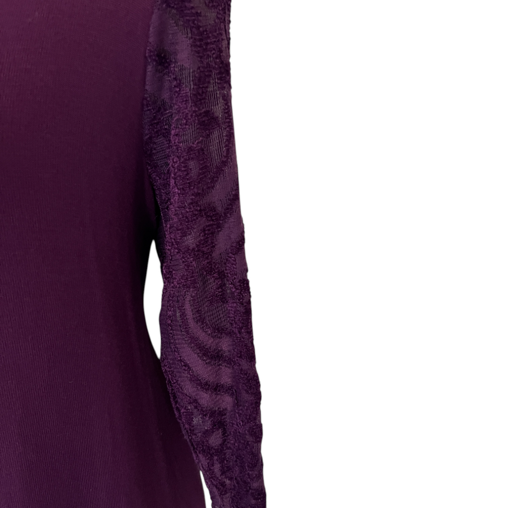 Country Casuals Purple Lace Sleeves Knit Top UK 8
