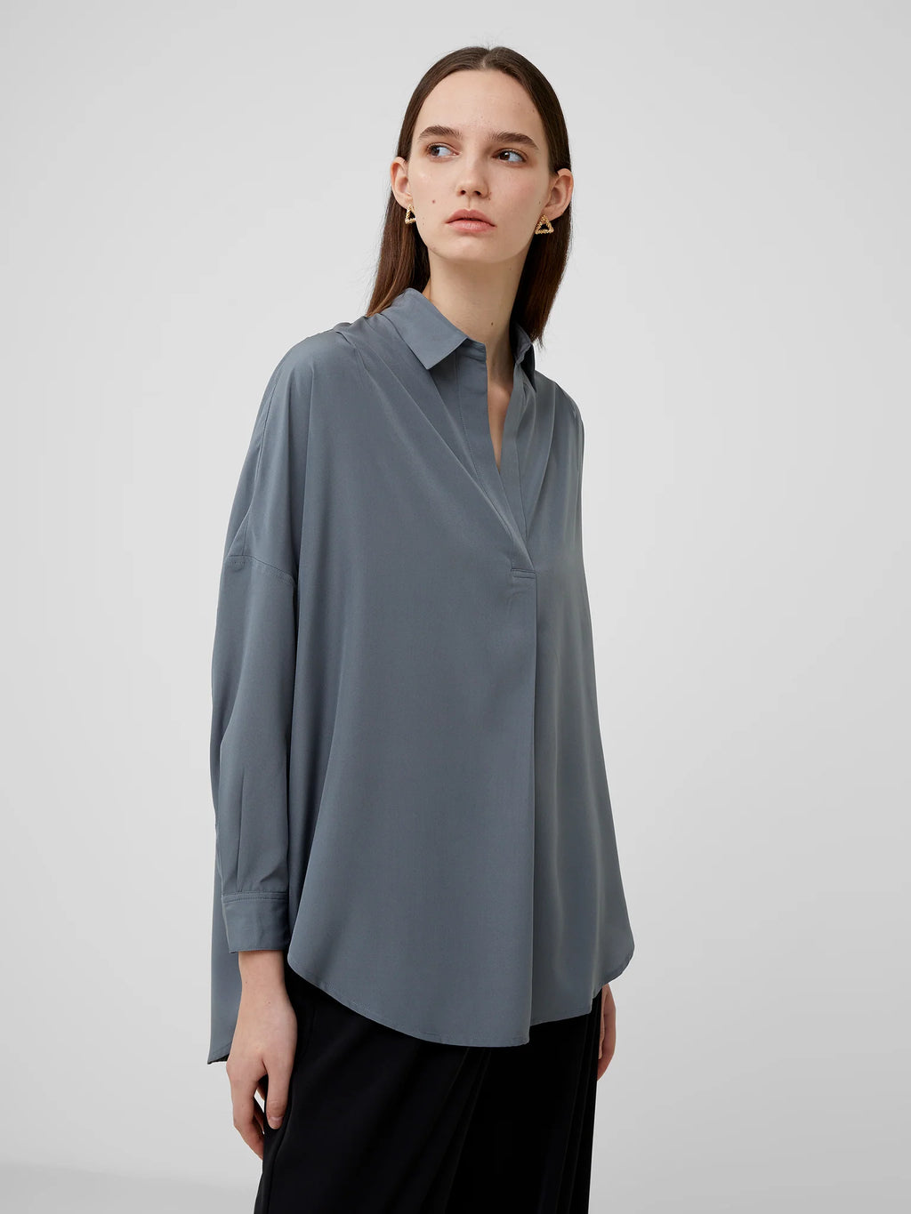 French Connection Recycled Popover Shirt Size L UK 14