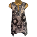 Michael Kors Black Grey Chiffon Tie Dye Top UK 8/10