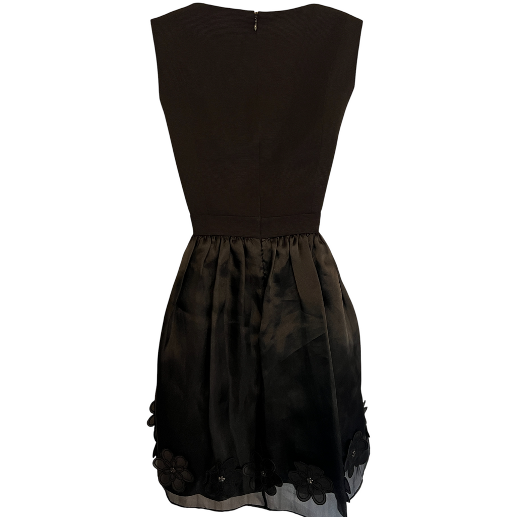 Monsoon Fusion Black Organza Flower Applique Dress UK 10/12