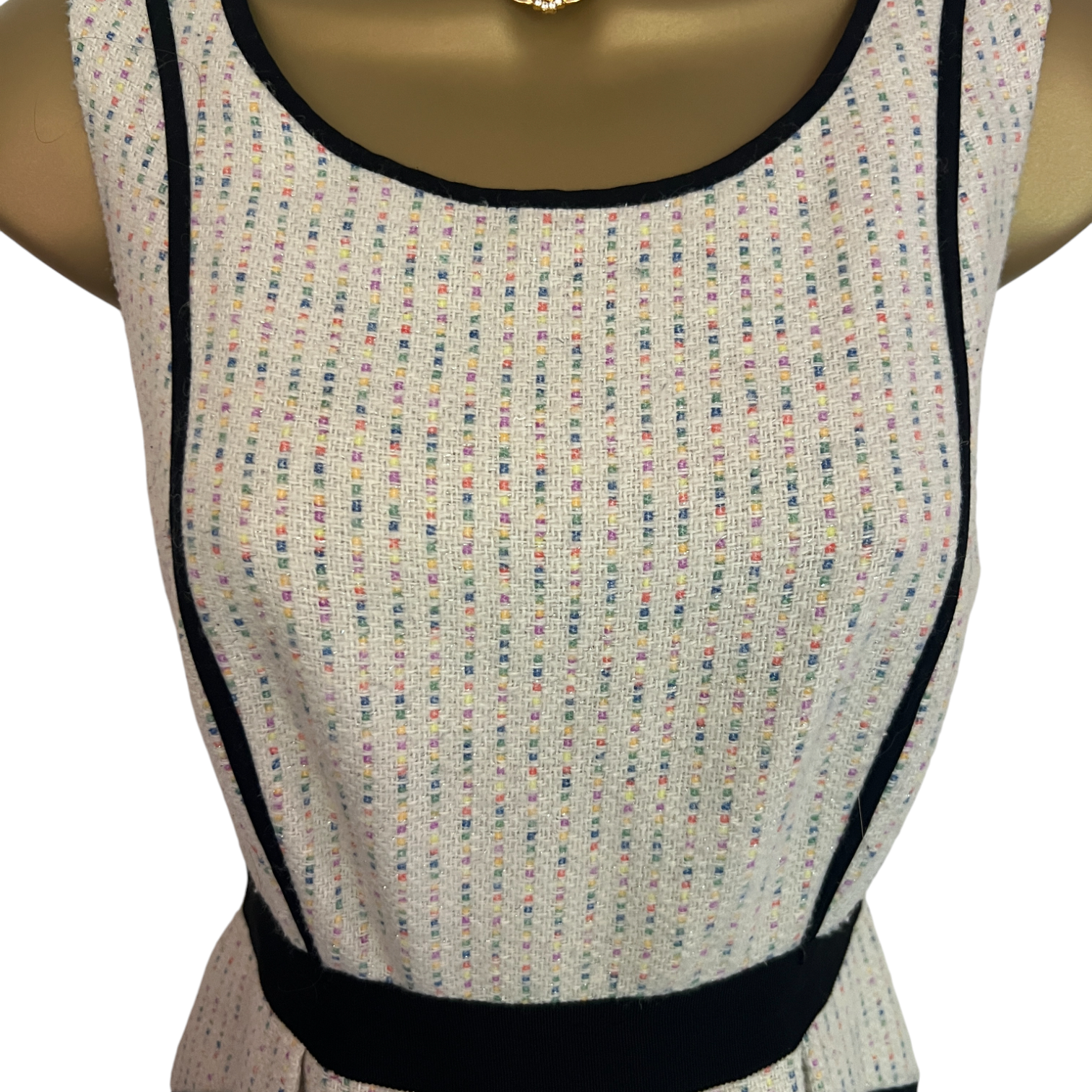 Monsoon Ivory Fit & Flare Sparkly Sleeveless Dress UK 12