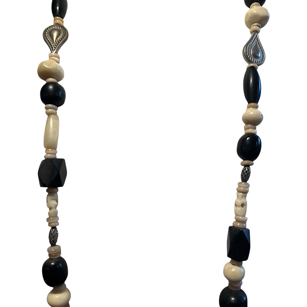 Vintage Black & Ivory Mixed Bead Necklace