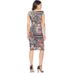 Adrianna Papell Grey Floral Pencil Occasion Dress UK 10