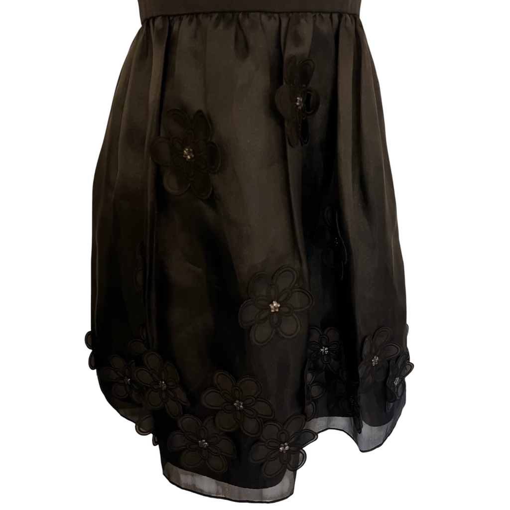 Monsoon Fusion Black Organza Flower Applique Dress UK 10/12
