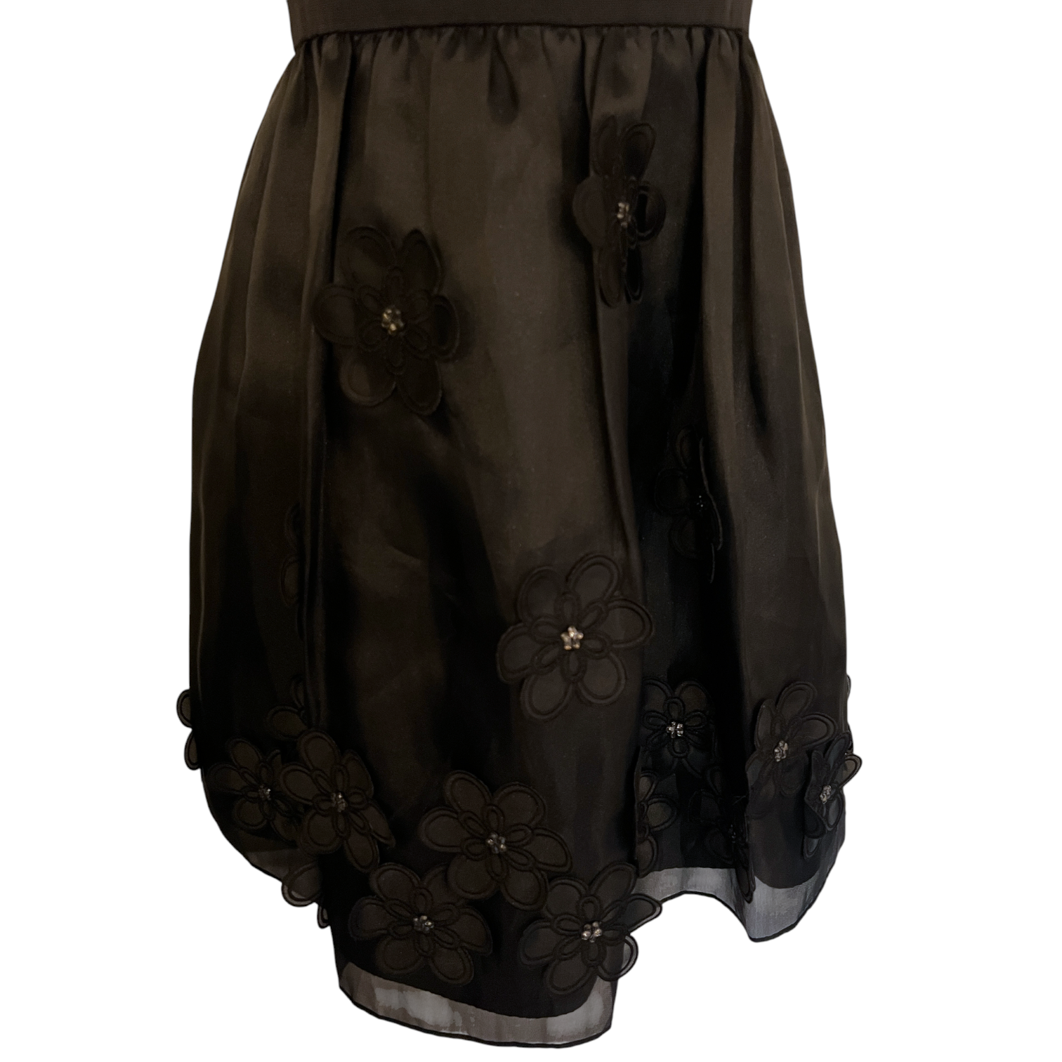Monsoon Fusion Black Organza Flower Applique Dress UK 10/12