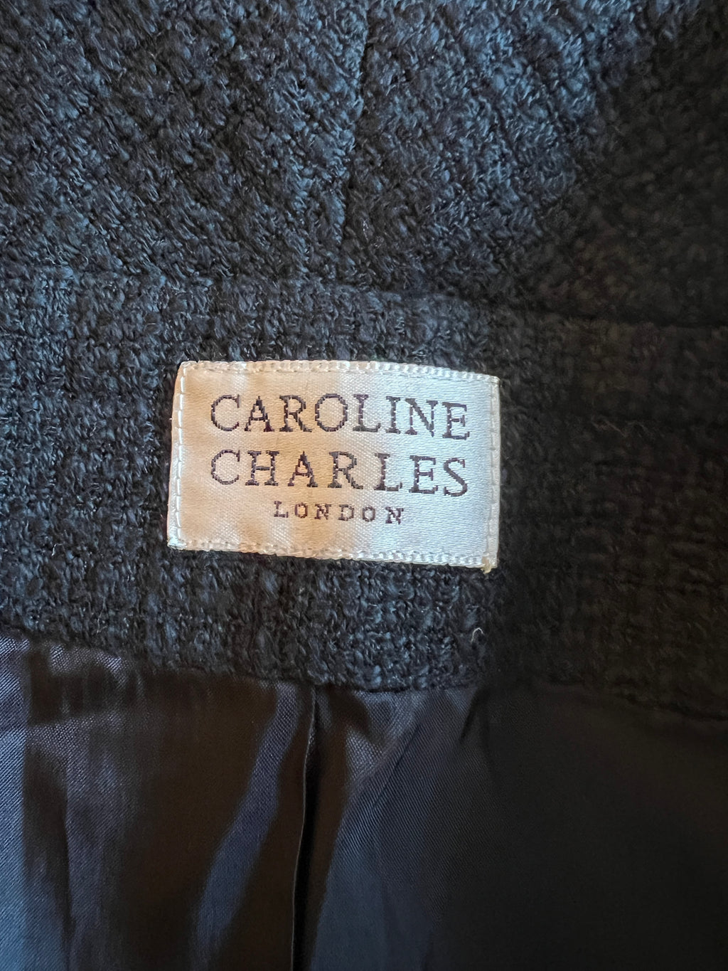 Caroline Charles London Black Tweed Jacket UK 14