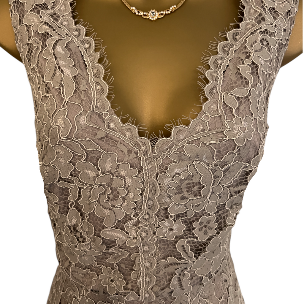 Adrianna Papell Taupe Lace Dress UK 16