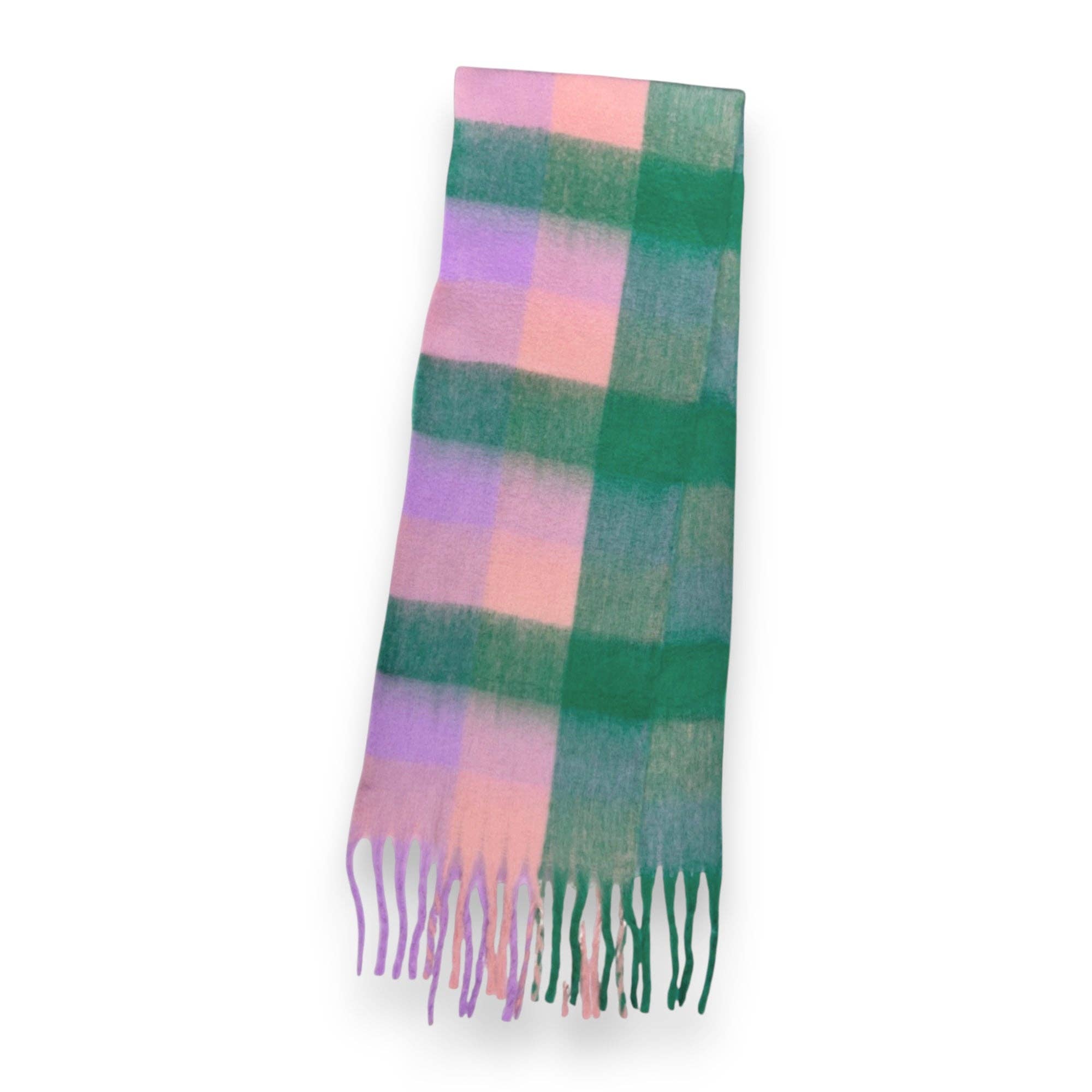 Fluffy Check Print Winter Scarf: Old School