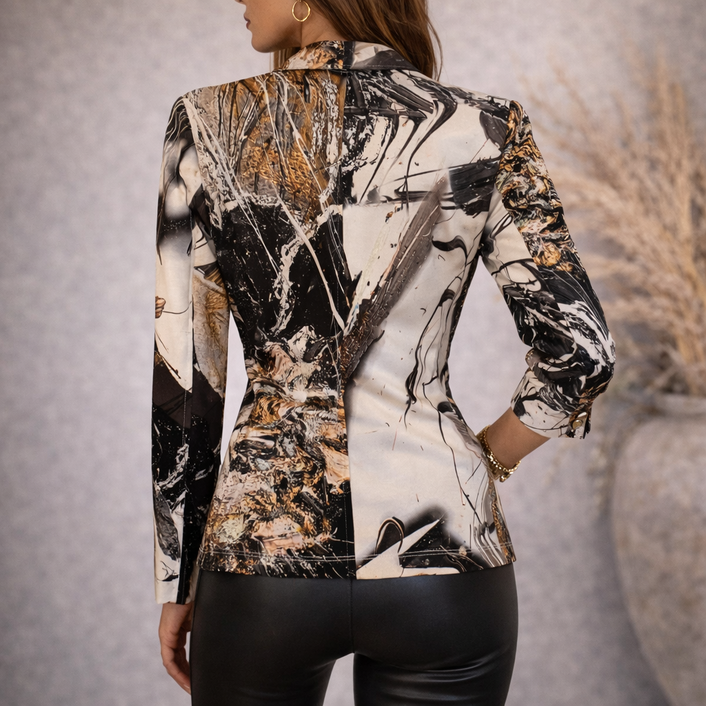 Roberto Naldi Abstract Print Fitted Jacket UK 10/12