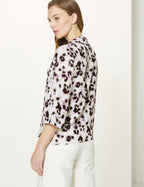 M&S Ivory Purple Animal Print Summer Blouse UK 6