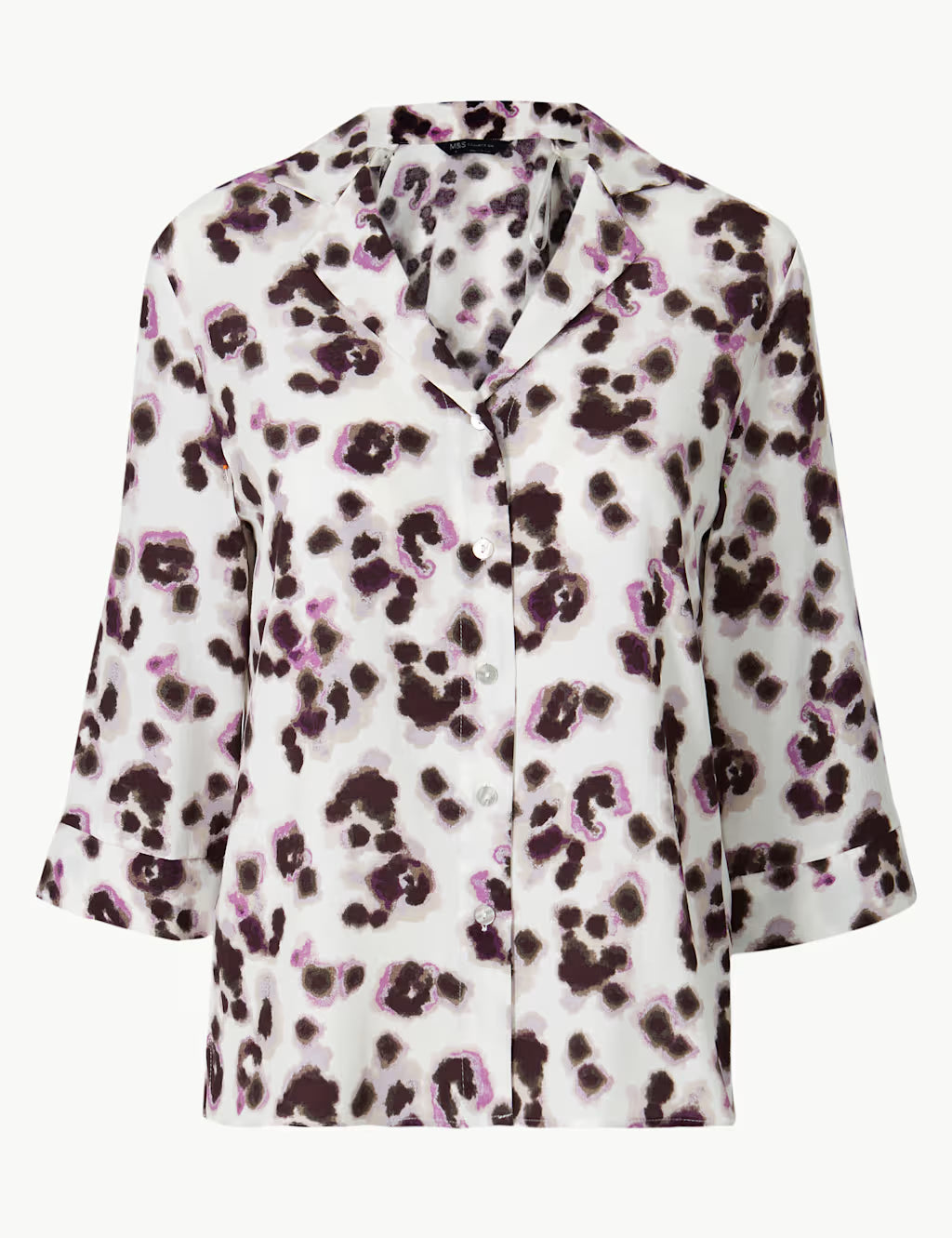 M&S Ivory Purple Animal Print Summer Blouse UK 6
