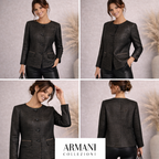 Armani Collezioni Black Gold Thread Jacquard Jacket UK 12