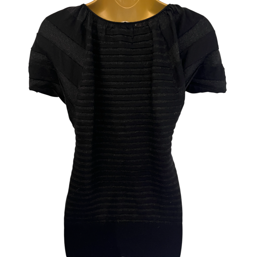 Karen Millen Black Sparkle Cashmere Wool Ribbed Top UK 8