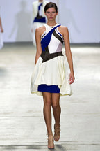 Antonio Berardi 2013 Spring Collection Lemon Mix Skater Dress UK 8