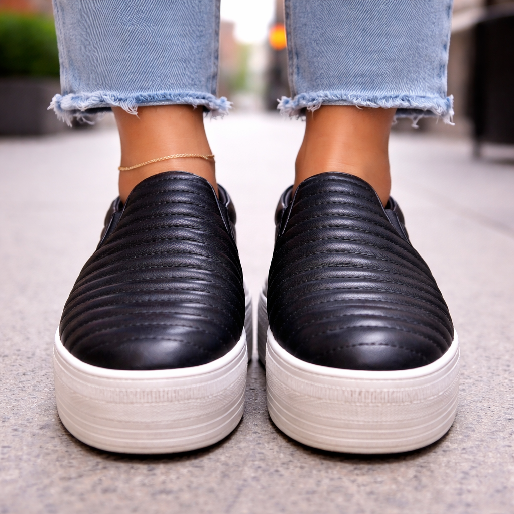 Whistles Black Slip On Platform Leather Trainers UK 7