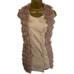 Fee Red Pink Blush Soft Shaggy Sleeveless Gilet UK 12