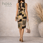 Hoss Intropia Green & Brown Silk Dress UK 10