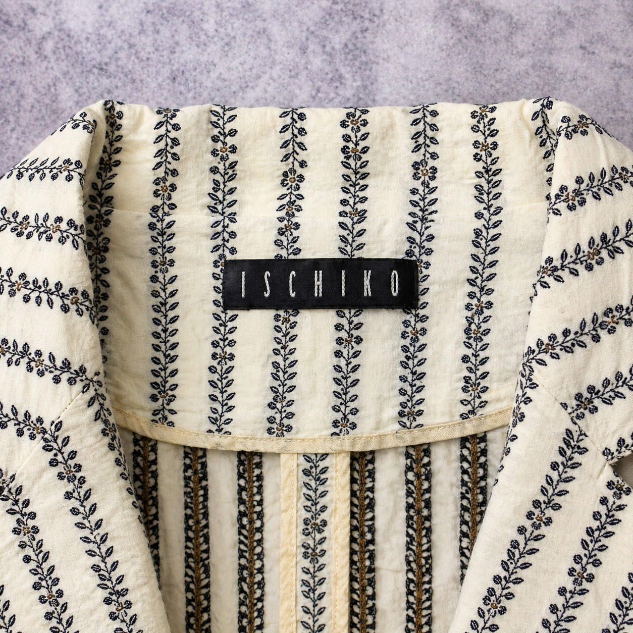 Ischiko by Oska Vintage Ivory Floral Cotton Jacket UK 14