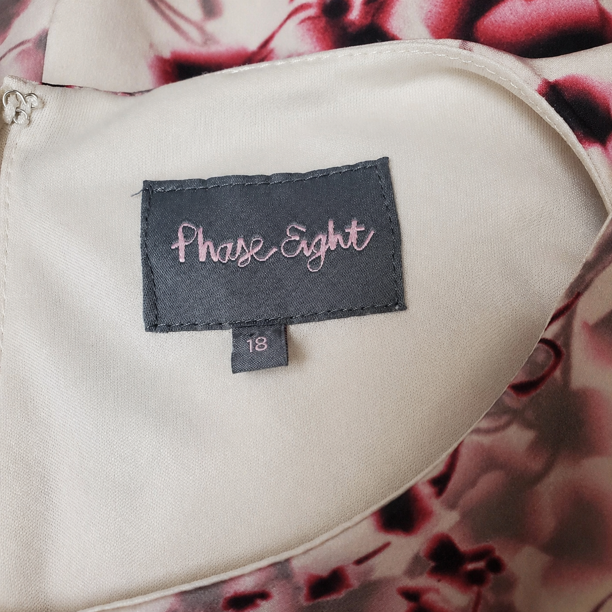 Phase Eight Hana Cream & Pink Blossom Dress UK 18