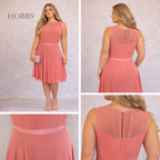 Hobbs Invitation Pink Fit & Flare Chiffon Dress UK 16