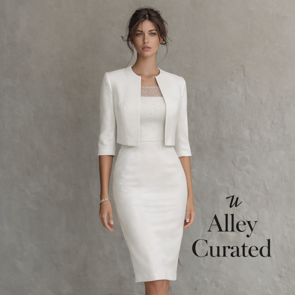 John Charles White Gold Beaded Organza Wedding Dress Suit UK 14