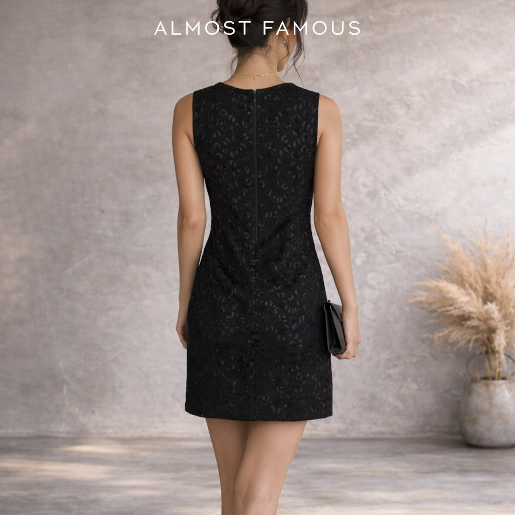 Almost Famous by Juliana Oei Black Embroidery Anglaise Dress UK 12