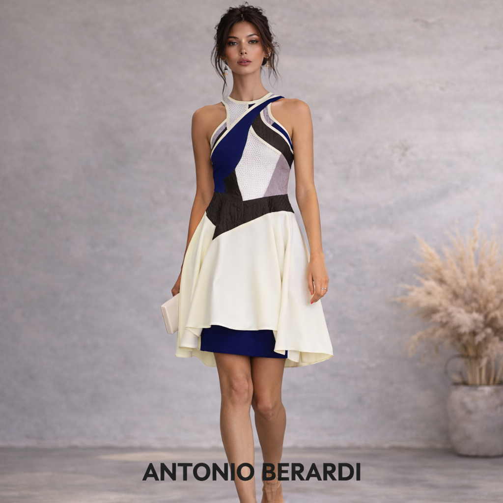 Antonio Berardi 2013 Spring Collection Lemon Mix Skater Dress UK 8