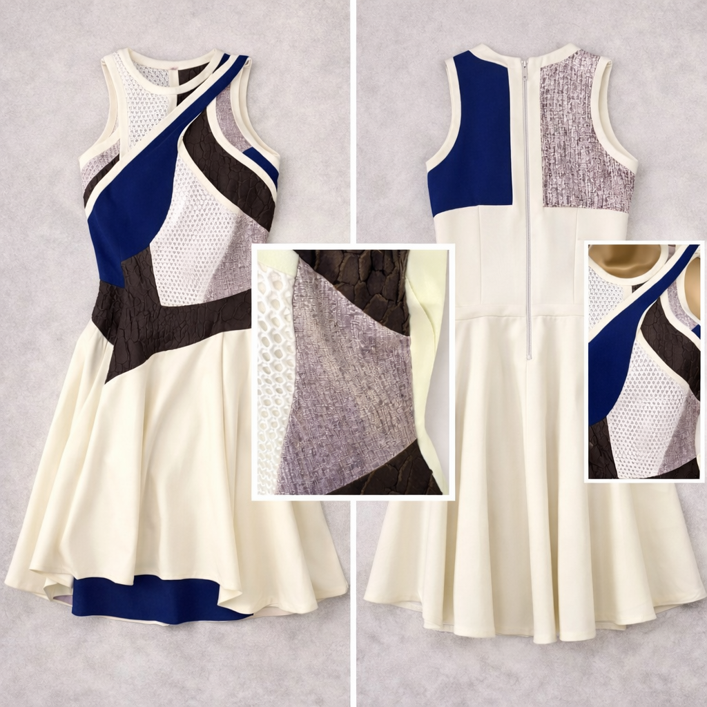 Antonio Berardi 2013 Spring Collection Lemon Mix Skater Dress UK 8