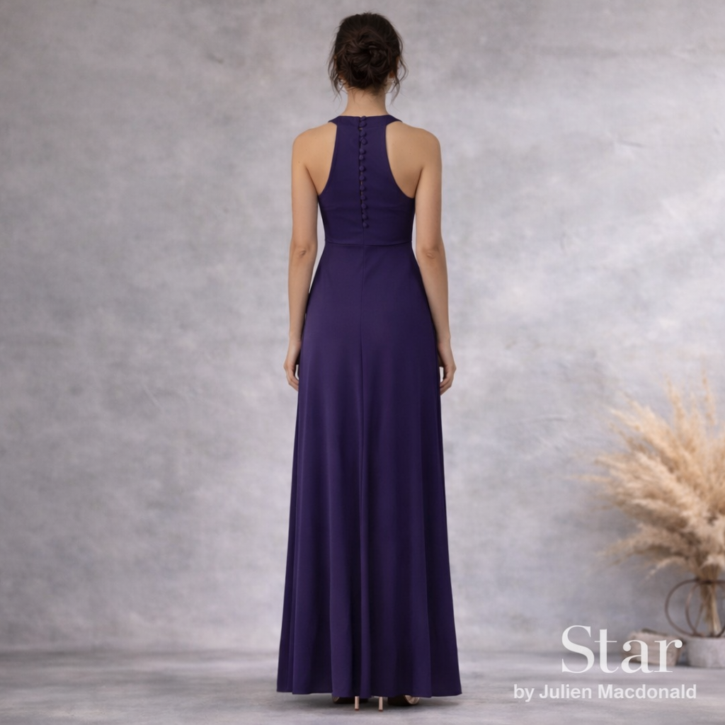Star by Julien Macdonald Purple Embellished Halterneck Maxi Dress UK 12