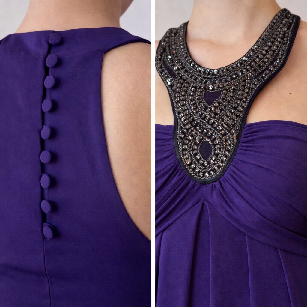 Star by Julien Macdonald Purple Embellished Halterneck Maxi Dress UK 12