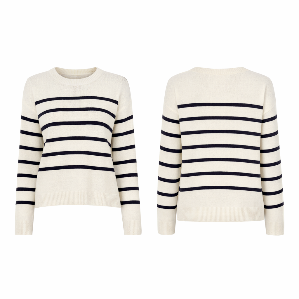 Ruby Moon Recycled Polyester & Cotton White Navy Jumper Sz M