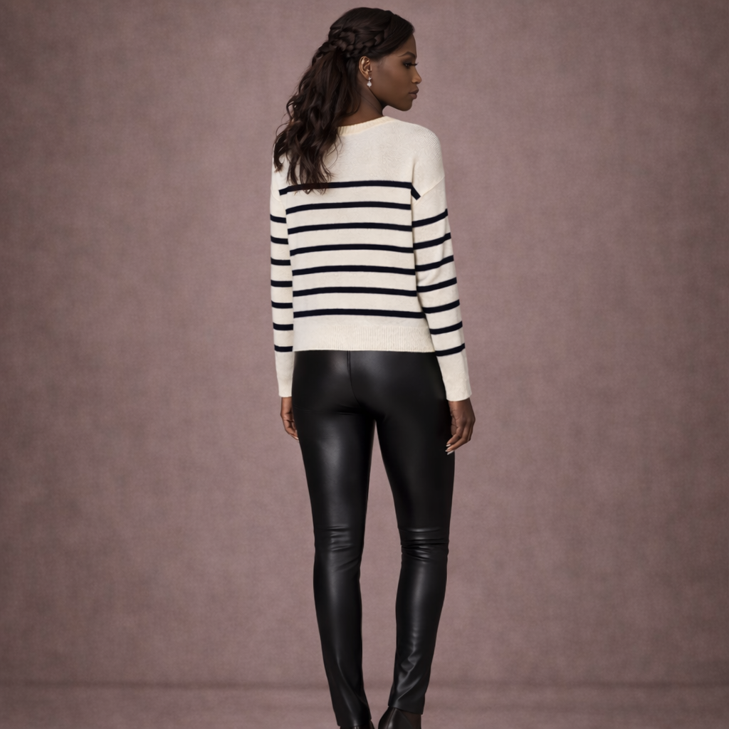 Ruby Moon Recycled Polyester & Cotton White Navy Jumper Sz M