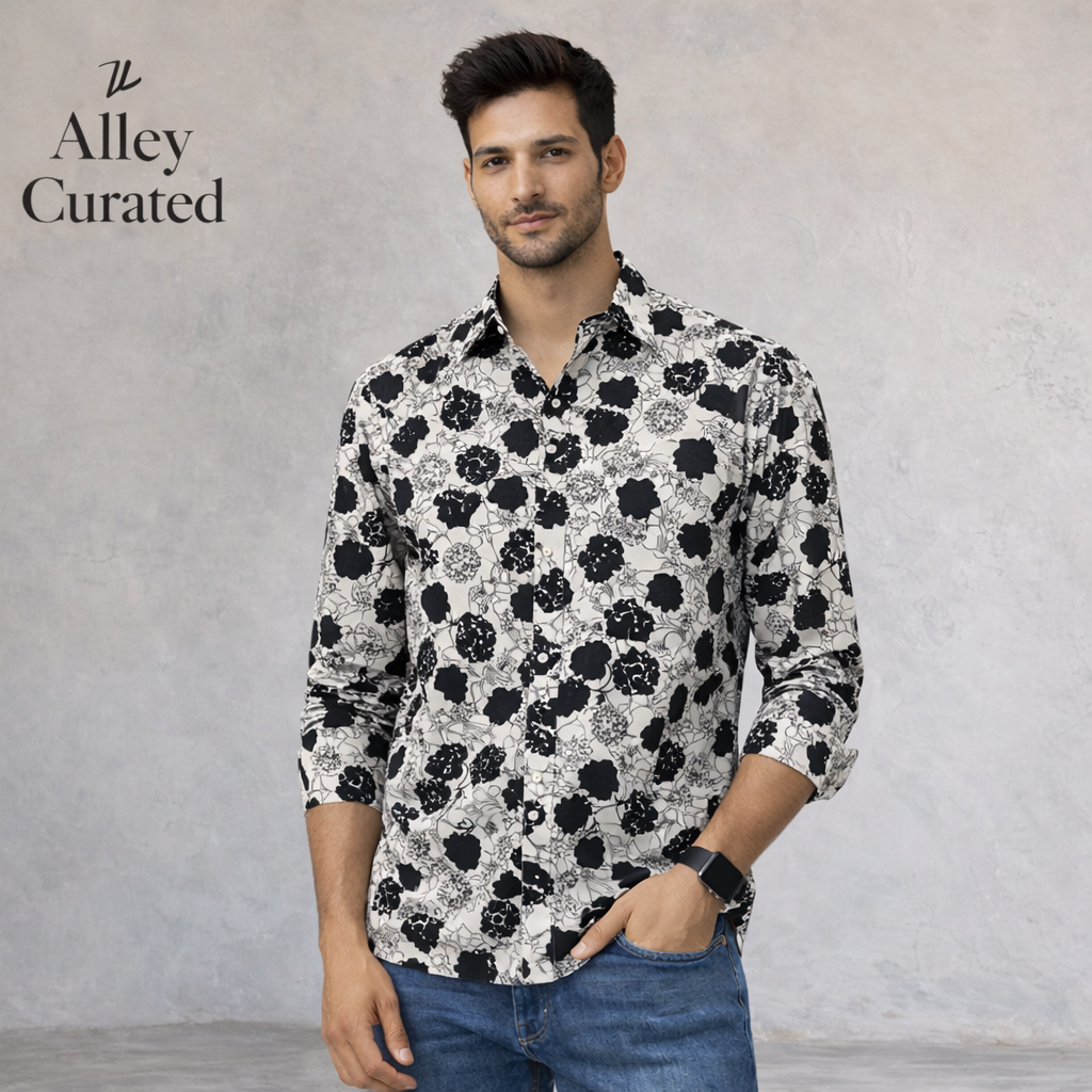 Paul Smith PS Black & White Floral Print Shirt XL