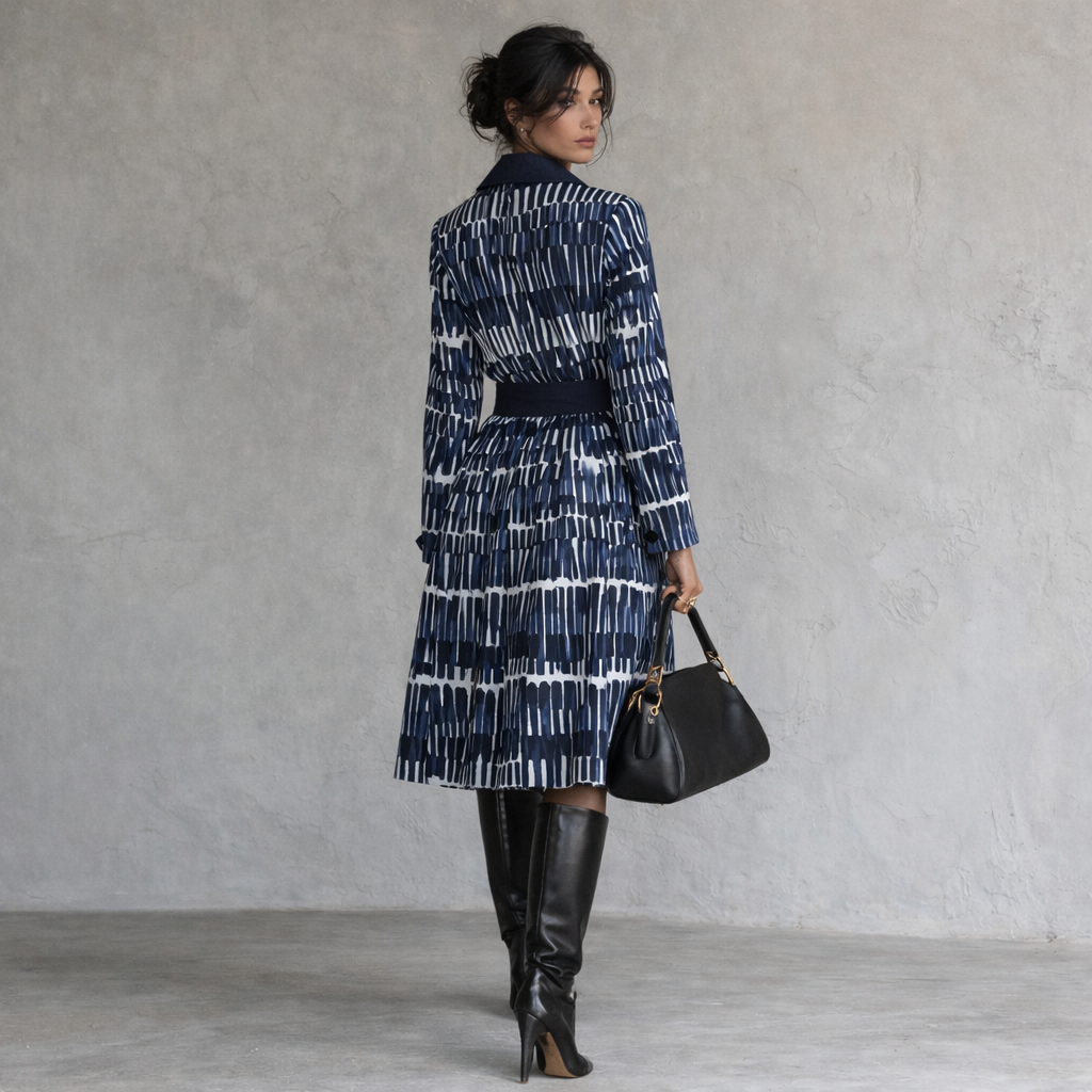 Weekend Max Mara Reversible Coat, Navy & White UK 14