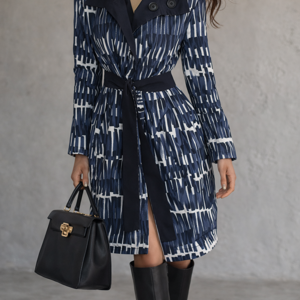 Weekend Max Mara Reversible Coat, Navy & White UK 14