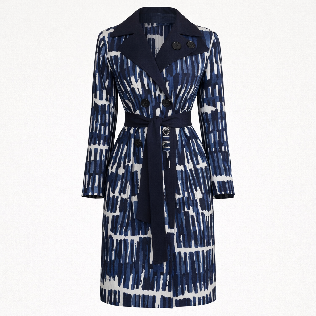 Weekend Max Mara Reversible Coat, Navy & White UK 14