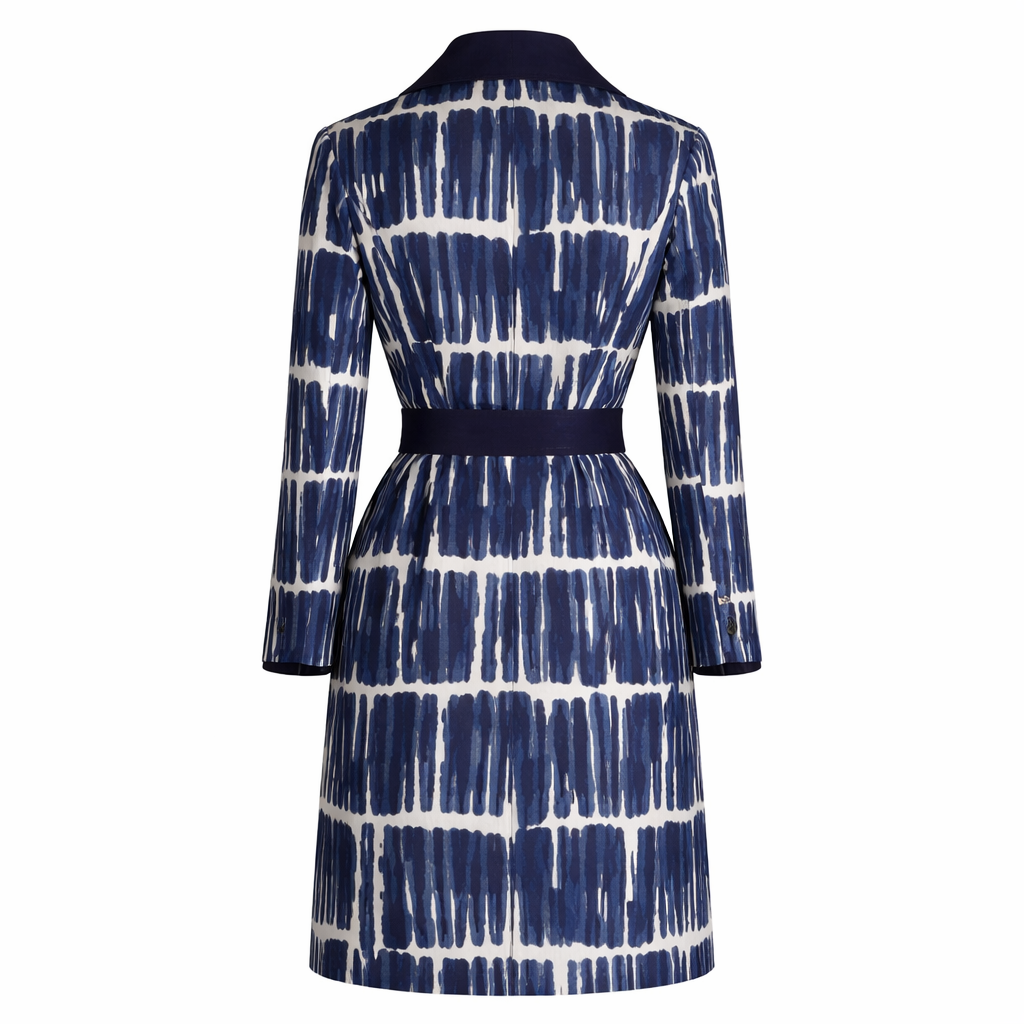 Weekend Max Mara Reversible Coat, Navy & White UK 14