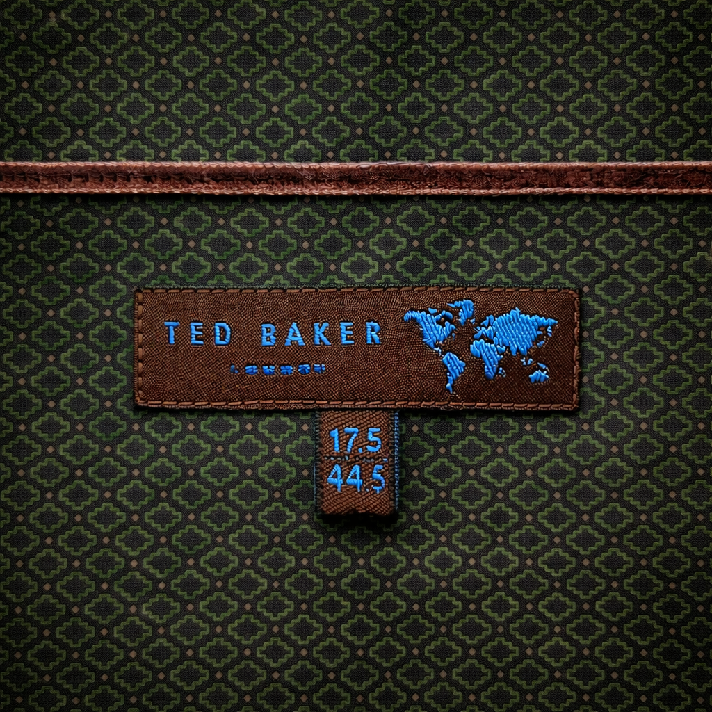 Ted Baker Olive Green Floral Shirt, Double Cuff XL