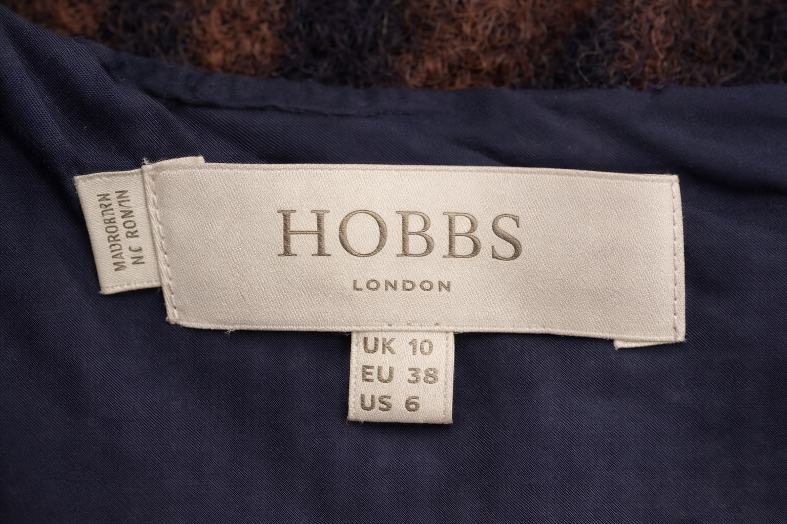 Hobbs Navy & Rust Wool Check Pinafore Dress UK 10