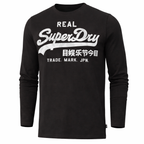 Superdry Long-Sleeve Black Cotton Logo T-Shirt Size L