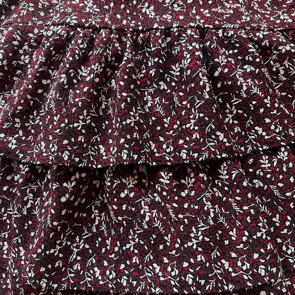 MICHAEL Michael Kors Burgundy Leaf Print Tiered Dress – UK 12