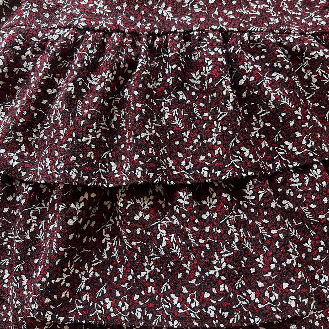 MICHAEL Michael Kors Burgundy Leaf Print Tiered Dress – UK 12