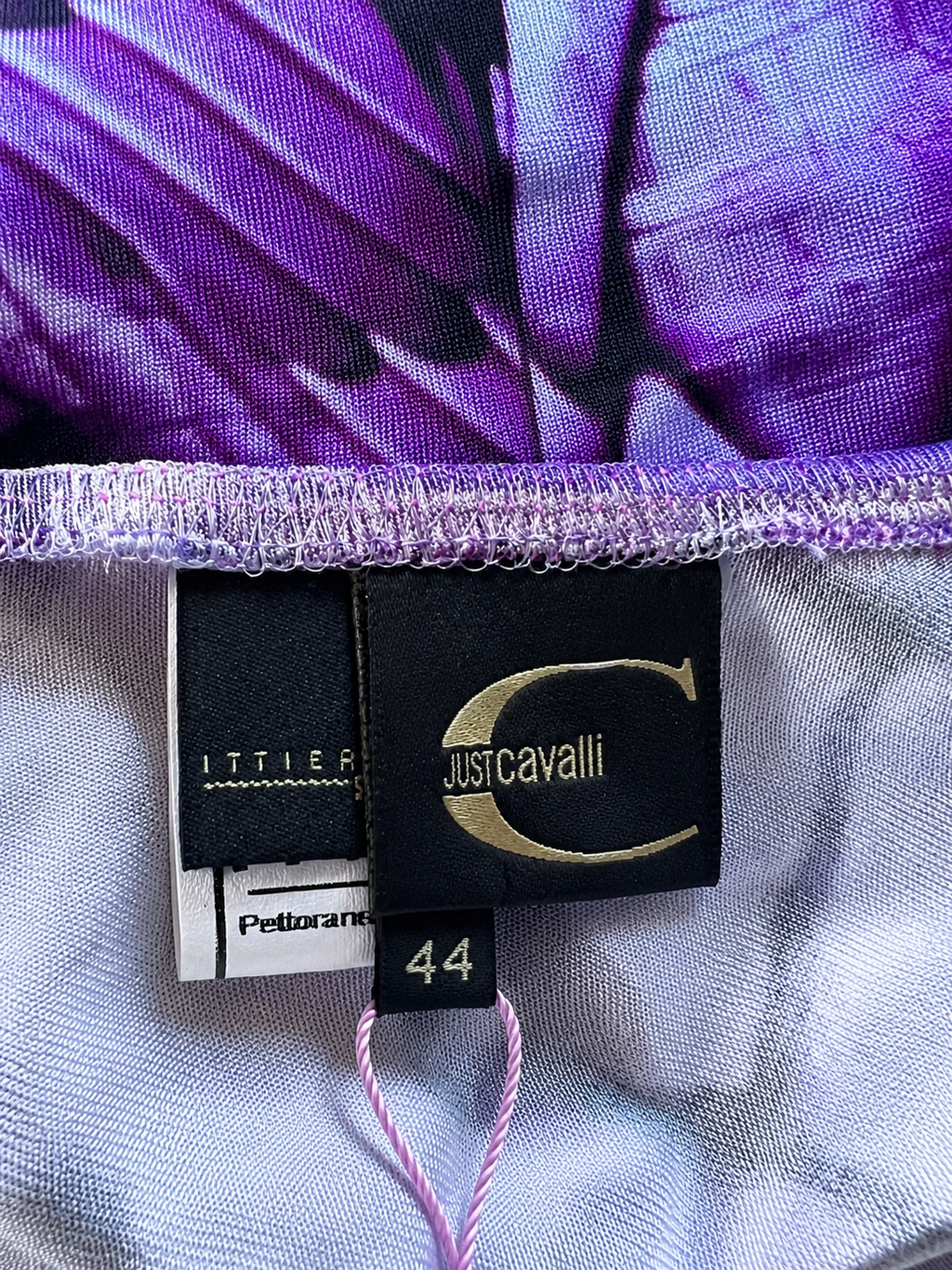 Just Cavalli Purple Silky Summer  Dress UK 12 Designer