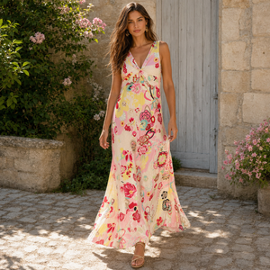 Gérard Darel Multicoloured Silk Maxi Slip Dress EU 42 UK 14