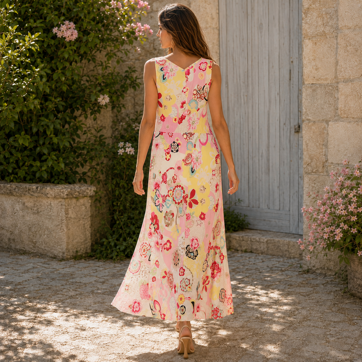 Gérard Darel Multicoloured Silk Maxi Slip Dress EU 42 UK 14