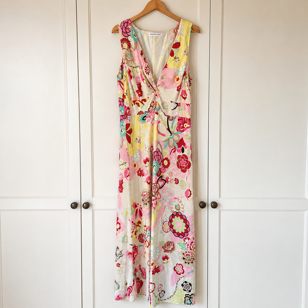 Gérard Darel Multicoloured Silk Maxi Slip Dress EU 42 UK 14