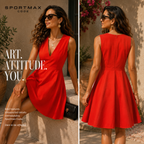 Sportmax Code Cotton Dress Red Floral Trim UK 8