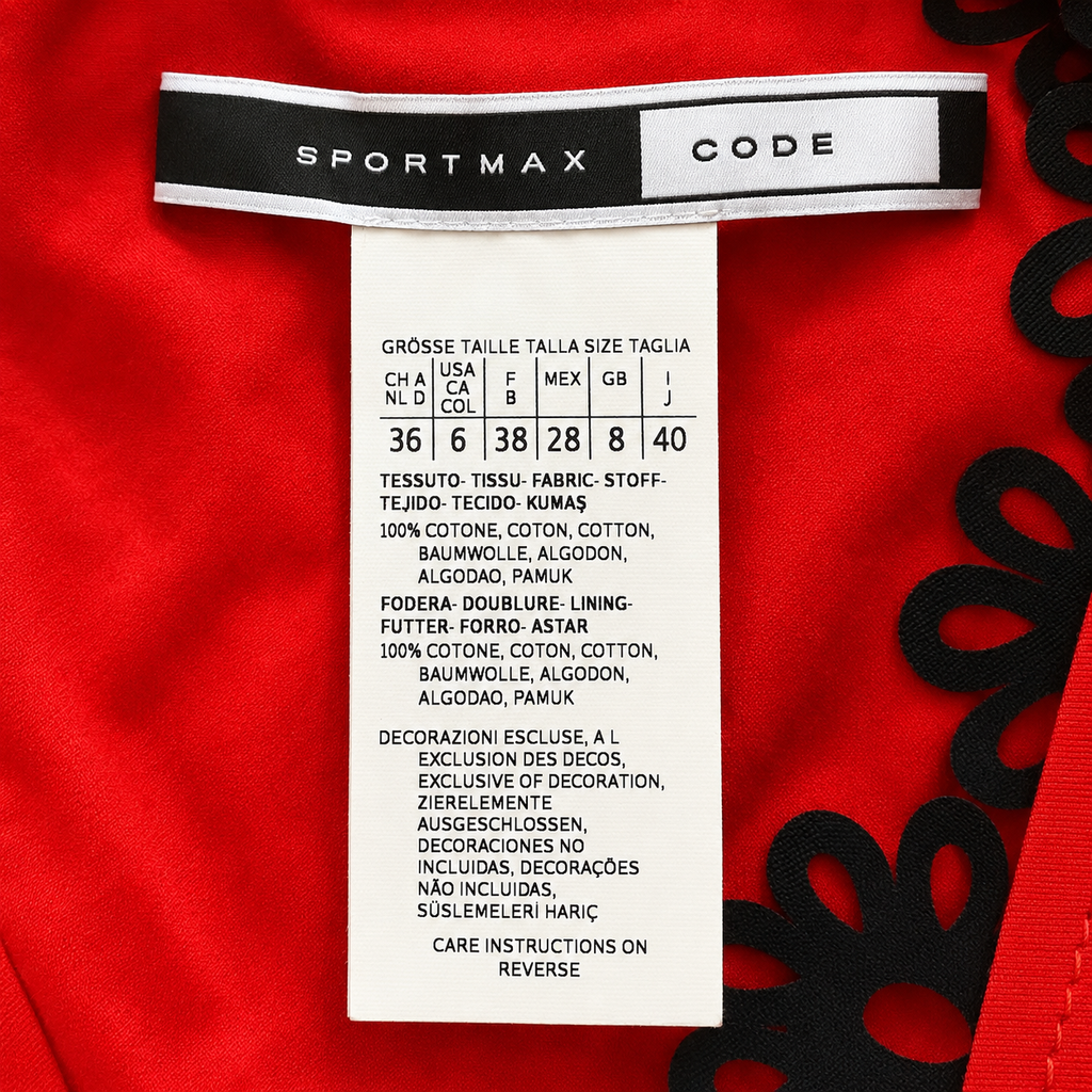 Sportmax Code Cotton Dress Red Floral Trim UK 8