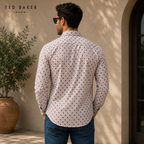Ted Baker Men's Paisley Print Shirt Pink Stripe Size L