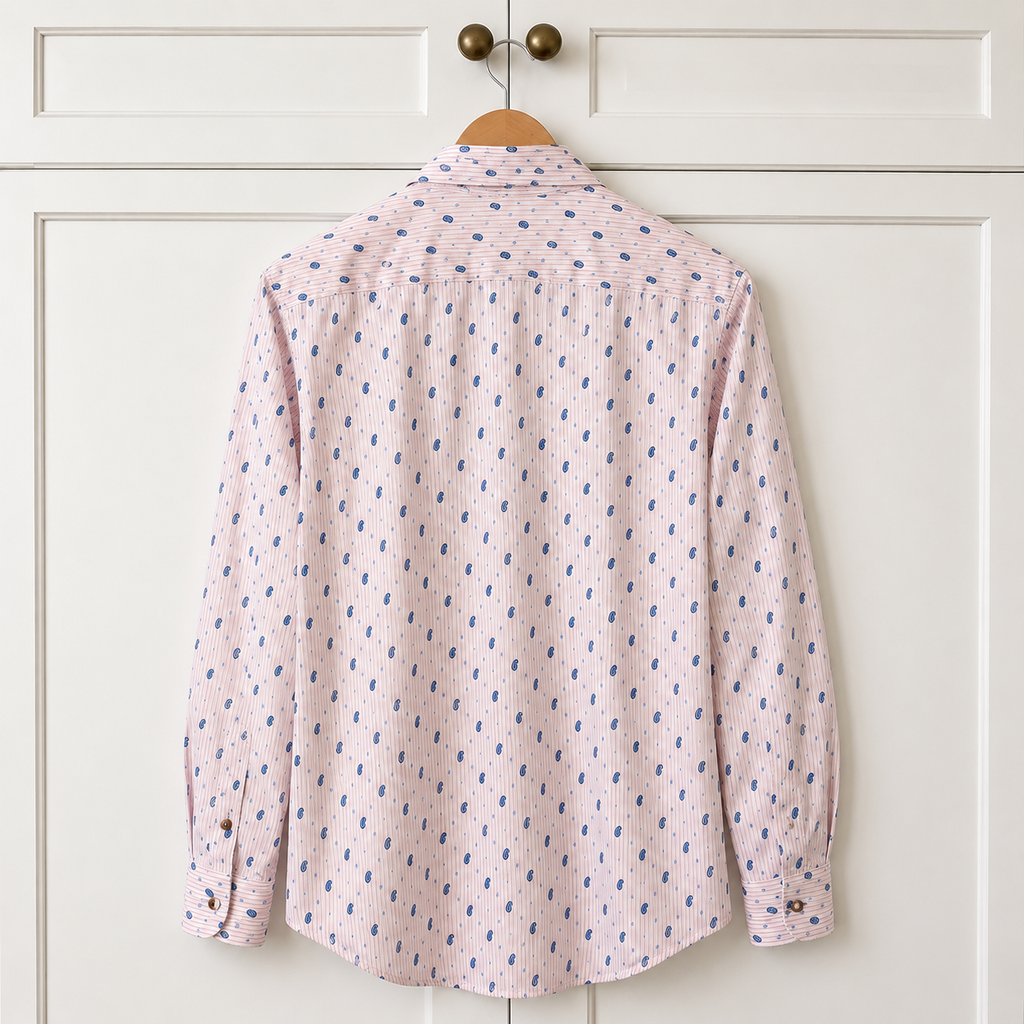 Ted Baker Men's Paisley Print Shirt Pink Stripe Size L